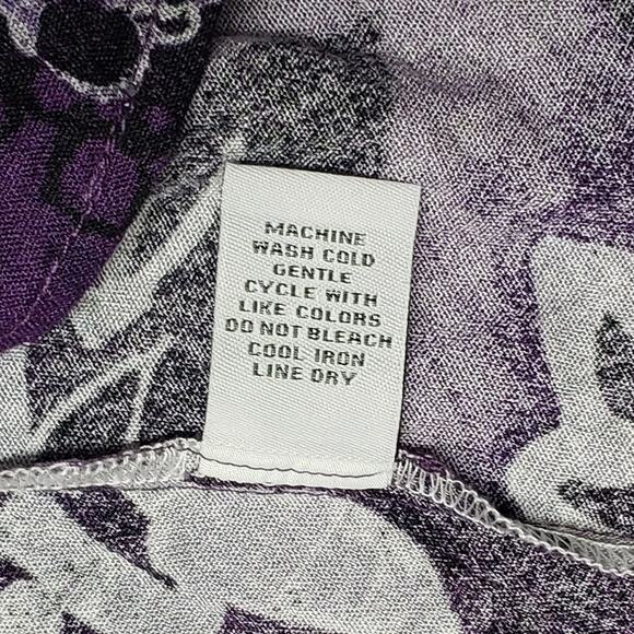 Habit Purple Floral Peplum Blouse M – BohoCore Romantic Ruffle Button Top - Picture 12 of 12